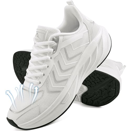 HARENCE Womens Sneakers Tennis Shoes: Comfortable Breathable Non Slip Casual Athletic Walking Shoes for Gym Workout White