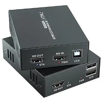 4K@60Hz HDMI KVM USB Extender Over Cat6/Cat7 196ft with Loop Out and PoC