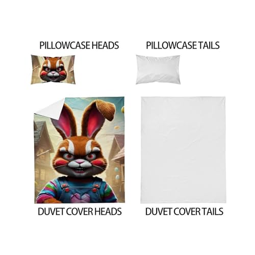 Housse de couette microfibre imprimé 3D animaux land pour lit single - 5