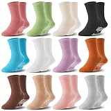 Welwoos Stoppersocken Kinder Baby Jungen Antirutschsocken Kinder Anti Rutsch Rutschfeste Lustige Geschenk Baumwolle Socken Kinder Jungen 12 Paare(Helle Farben,26-30)