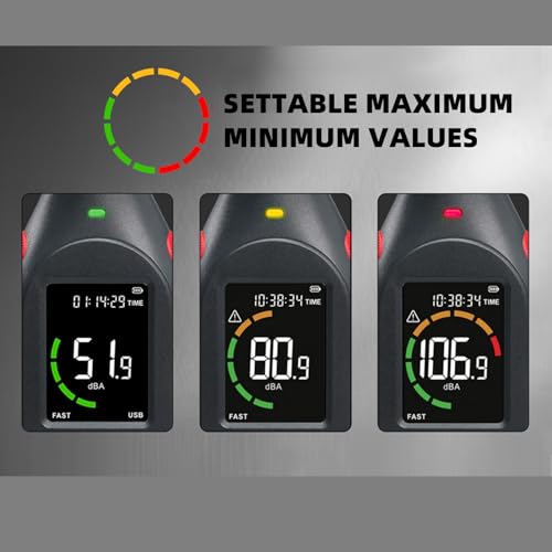 OBEST Schallpegelmessgerät mit LCD-Display, dezibel messgerät mit aufzeichnung, db Messgerät 30-130dB, Lautstärke Messgerät, Lärm-Monitor mit Alarm, Lärmmessgerät Professionelle, Datenspeicherung