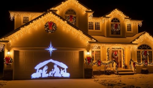 Beffy Arts Water-Resistant Outdoor Nativity Scene Projector for Christmas Decoration
