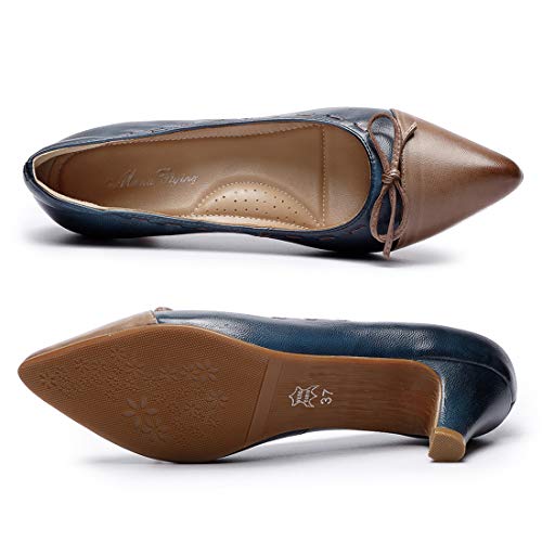 Image of Mona flying Women's Leather Elegant Bowknot Pointed Toe Dress Pumps Heels