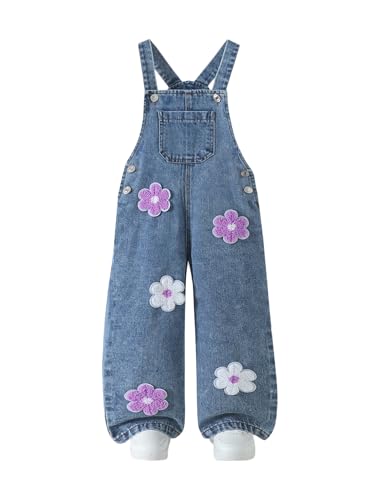 Girls Cowboy Romper 2025 Fashion Cute New Flower Towel Emperor Blue Pants Romper Romper For 4-8 Years (US, Age,5 Years,Blue)