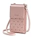 Produktbild Handy Umhängetasche Schultertasche Brieftasche Handytasche für Damen Weiches PU-Kunstleder Smartphones bis 6 Zoll 8 Kreditkartenfächer (Rosa)
