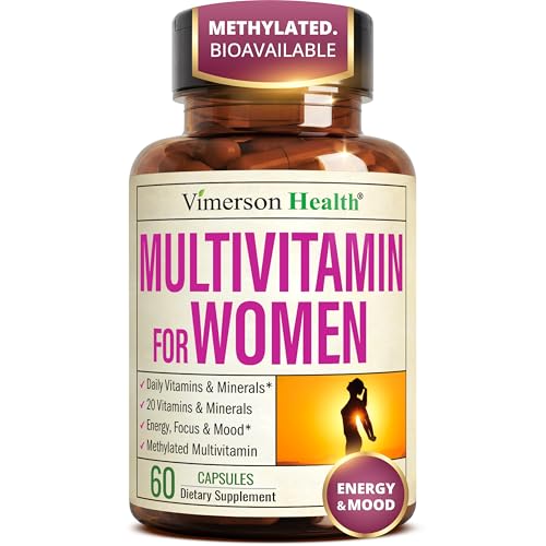 Multivitamin for Women with Methylated Vitamins and Chelated Minerals for Energy, Focus and Immune Health – Premium Daily Womens Multivitamins & Multiminerals – 60 Capsules