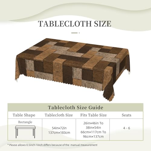 DANSICUINI Brown Beige Rectangle Tablecloth Parquet Pattern Table Cloth Wooden Style Rectangular Tablecloth Table Cover for Dining Kitchen Party 54 x 72 Inch by DANSICUINI - Used condition - Image 3