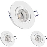 LEDANDO 3er Einbaustrahler Set für Spanndecken Weiß matt 7W DIMMBAR COB LED GU10 Deckenstrahler - Spots - Deckenspots - Deckspot