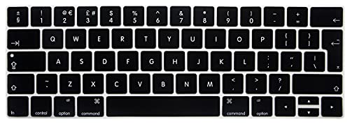 Hrh Touch Bar Silicone Keyboard Cover Compatible For Newest Macbook Pro With Touch Bar 13 Inch And 15 Inch (A2159/A1989/A1706,A1990/A1707) 2019 2018 2016 2017 Release European Version,Black #TOP25