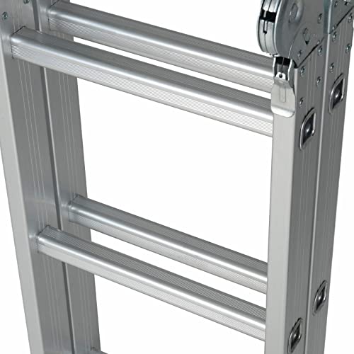 12.5Ft Folding Ladder, 7 In 1 Multi-Purpose Aluminium Extension Ladders, Lightweight Scaffold Attic Stepladder Gs&En 131 Standard, 330Lbs #TOP7