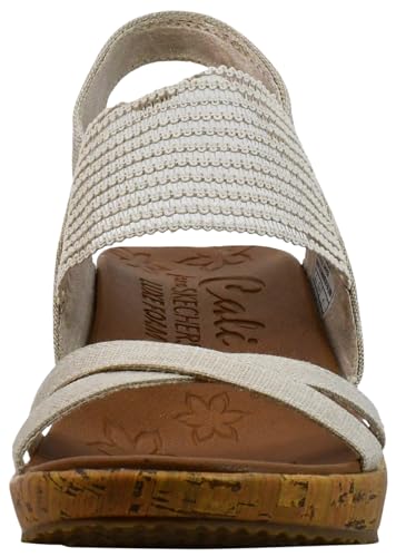 Skechers Women's Beverlee High Tea Wedge Sandal, Natural, 8.5 M US