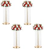 LANLONG 27.5in Flower Stand for Wedding Centerpieces for Tables - Metal Tall Floor vase with Acrylic