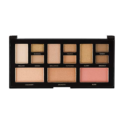 Profusion Cosmetics Long Lasting Mini Artistry 12 Shade Eyeshadow & Blush Palette - 1 High Shine Highlighter And 2 Blendable Shades, Golden Nudes #TOP1