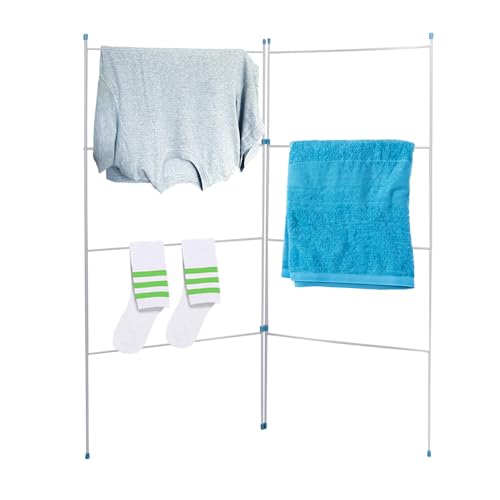 2 Fold Airer - Indoor Outdoor Clothes Drying Rack Gate Horse | For Laundry Rail Dryer White Coated Washing Line Towel Rack | 4 Metres Of Drying Space | Non Slip Grip - Lightweight & Extra Strong Airer