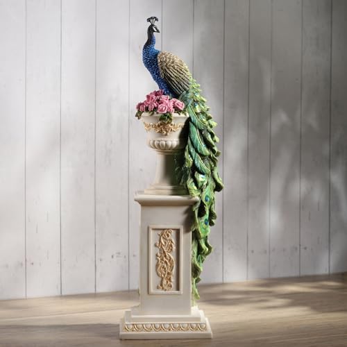 Figura decorativa pavo real en jarrón de resina 13.6 pulg miniatura 5