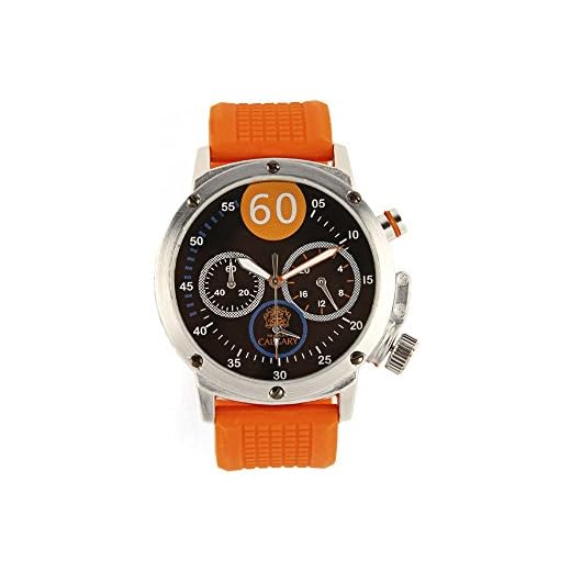 Relojes Calgary GP Racing XL. Reloj Deportivo para Hombre, Correa de Caucho Color Naranja, Esfera Color Azul