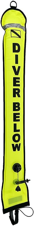 Scuba Diving Inflatable Safety Surface Marker Buoy, Heavy Lead at The Bottom, Reflective Strips on The top