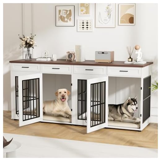 VOWNER Double Dog Crate Furniture for Two Dogs