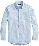 Polo mit drei Knöpfen Ralph Lauren Herren Poloshirt mit Knopfleiste, langärmlig, Basic Blue, XX-Large