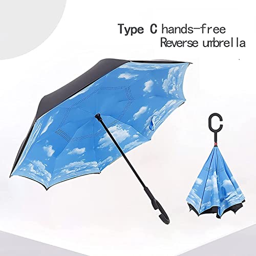 Paraguas de doble capa impermeable semiautomático manos libres 6