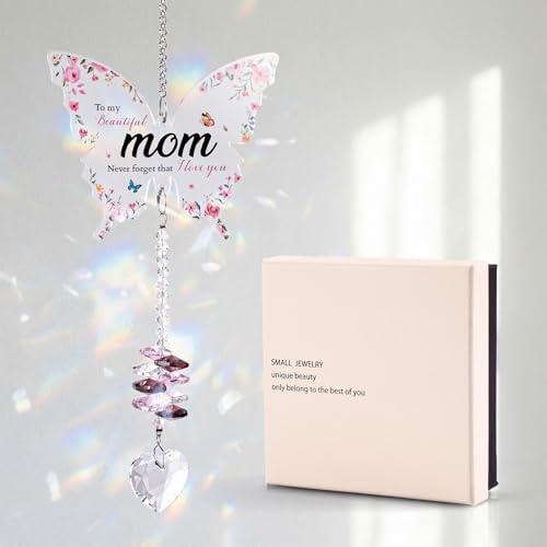 Image of Birthday Gift for Mom - Crystal Suncatcher with Rainbow Prisms, for Mom Birthday from Daughter - Unique Home Decor Keepsake that Fills Her Room with Sunshine