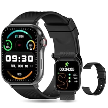 PEJE Smartwatch 1,39” （Atender/Fazer Chamadas）, à prova d'água IP67, recebe notificações, mais de 120 modos esportivos, compatível com telefones Android e iPhone preto(Preto)