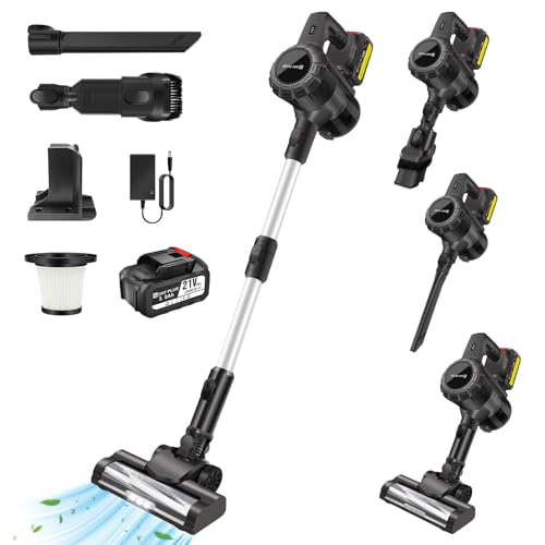 Vlihapy 6 IN 1 Cordless Vacuum Cleaner with LED, 3000mAh Rechargeable Battery, 15000PA Electric Stick Vacuums, Self-Standing Portable Lightweight Handheld Vacuum for Pet Hair/Carpets/Floors