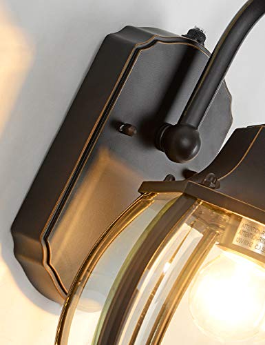 Berhzimd Dusk To Dawn Sensor Outdoor Wall Sconce 2 Pack Exterior Wall Mount Light Fixture With Photocell Outdoor Wall Lamp Waterproof Aluminum Porch Light For House, Patio, Garage, Black, Ul Listed #TOP4