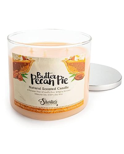Butter Pecan Pie Highly Scented Natural 3 Wick Candle, Essential Fragrance Oils, 100% Soy, Phthalate & Paraben Free, Clean Burning, 14.5 Oz. #TOP18