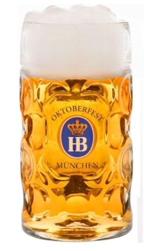 Hofbräuhaus München Boccale da birra in vetro con logo originale HB Isarseidel Oktoberfest 1 l 1000137