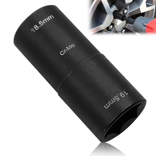 ELNLE Tuerca de rueda de 18,5 mm x 19,5 mm, doble cabeza, llave para llave de impacto, herramienta de 1/2 pulgadas, compatible con Ford Land Rover (18,5 mm x 19,5 mm)