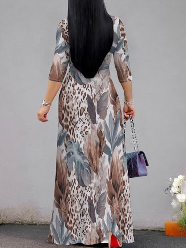 Image of PinkPatty Women's Long Sleeve Maxi Dress Plus Size Trendy Wedding Guest Wrap Dress with Pockets&Belt
