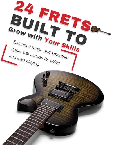 Image of AKLOT 24-Fret Electric Guitar Kit, 40 inch Single Cut (LP Style), Modern Playability Coil-Split Humbucker Pickups, 18:1 Tuning Pegs,W /Guitar Accessories Gig Bag,Cable,Strap,Picks,Strings,Tuner,Book