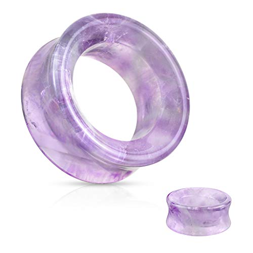 Hollow Tunnels Purple Amethyst Organic Stone Ear Plugs Gauges Sold in Pairs3