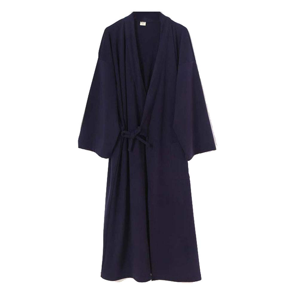 Men's Navy01 Japanese Kimono Velvet Robe Plus Size Zen Clothing Taoist Clothing (Size Xl, Navy)