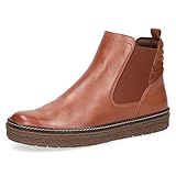  CAPRICE Damen Stiefel, Frauen Chelsea Boots, Bootie Schlupfstiefel flach weiblich Lady Ladies feminin elegant Women\'s,Cognac Comb,40 EU / 6.5 UK