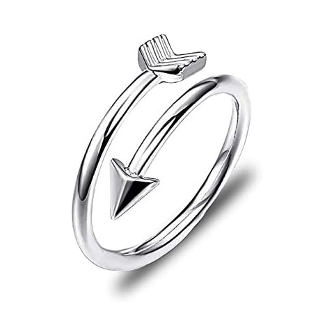 HOLLP Silver Classic Love Sideways Arrow Open Ring Friendship Jewelry Valentine's Day gift for Women(Arrow Ring) Cover