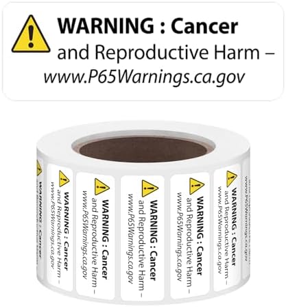 1000 Pcs California Prop 65 Warning Labels, 0.5 x 1.5 Inch Self A...