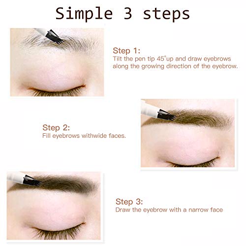 Tattoo Eyebrow Pen With Four Tips Long-Lasting Waterproof Brow Gel And Tint Dye Cream For Eyes Makeup(1#Chestnut) #TOP4
