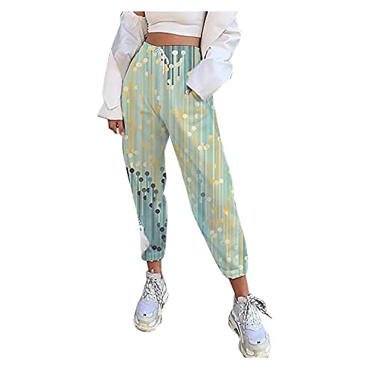 Dam joggingbyxor byxa långa harembyxor pumpbyxor sommarbyxor yogabyxor lätt fritidsbyxor tryckta Boho strandbyxor sommarbyxor raka ben byxor sportbyxor långa