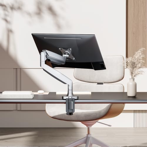Image of Argo Single Monitor Arm Mount with Gas Spring, Height Adjustable, Tilt and Swivel, for 17-45 Inch Screens up to 16 kg, VESA 75x75 and 100x100 mm, Desk Clamp