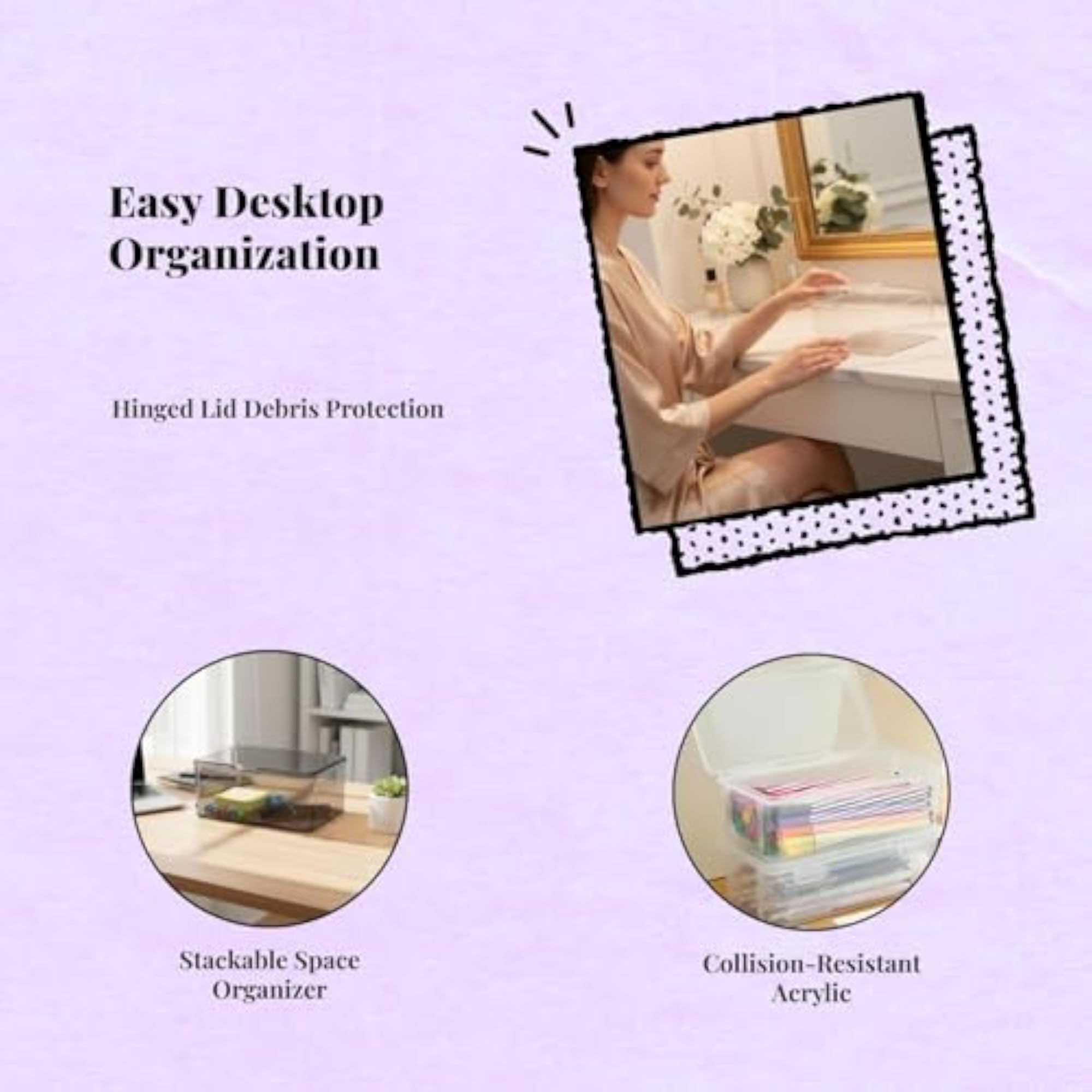 Acrylic Desktop Organizer, Dustproof Storage Box