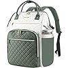 EMPSIGN Mochila para laptop para mujer, Beige/verde militar, 17 pulg., Mochila para laptop de negocios para viajes de trabajo