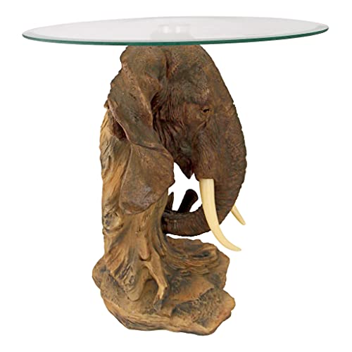 Design Toscano Ky86485 Lord Earl Houghton's Trophy Elephant Glass-Topped Table,Full Color,20 Inch #TOP6
