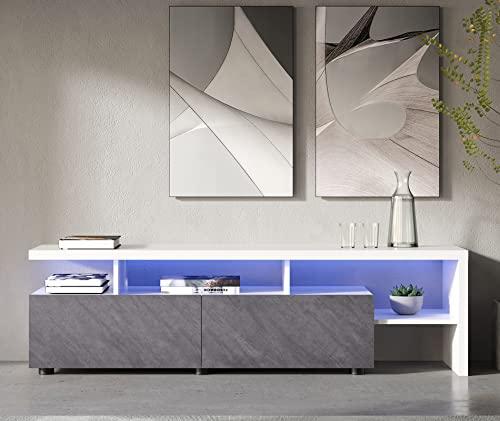 WAMPAT TV Lowboard mit LED-Beleuchtung, Fernsehschrank mit Klapptür,...