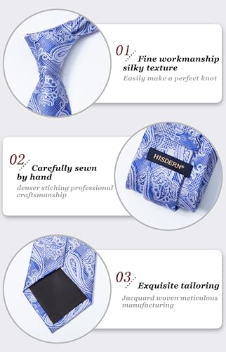 Image of HISDERN Ties for Men Paisley Floral Tie Handkerchief Classic Woven Business Formal Necktie and Pocket Square Set Wedding