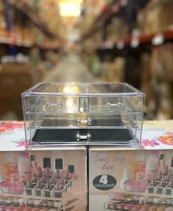 MayMax Organizador de Maquillaje de 4 Plantas - Torre Giratoria para Cosmeticos Cremas Pintalabios y Perfumes - Orden y Estilo en Tocador y Bano