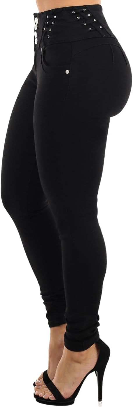 Moda Xpress High Waisted Butt Lifting Skinny Jeans - Distressed Levanta Cola Stretchy Jeans