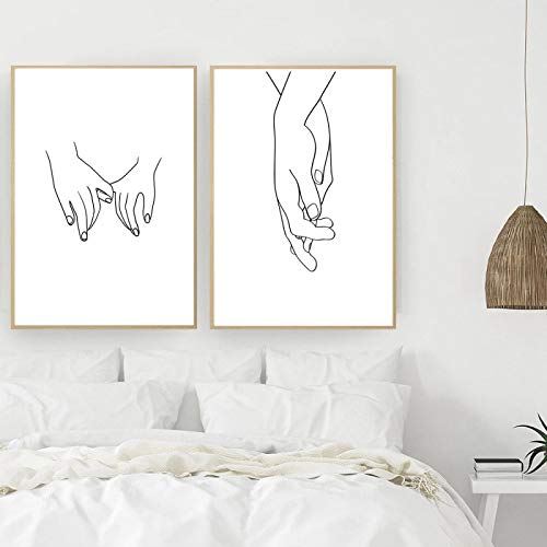 Affiche couple tenant la main toile pour salon chaleureux et chambre moderne x2