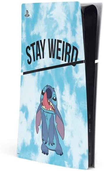 Skinit Decal Gaming Skin Compatible with PS5 Slim Digital Edition Console - Officially Licensed Disney Lilo and Stitch Stay Weird Design